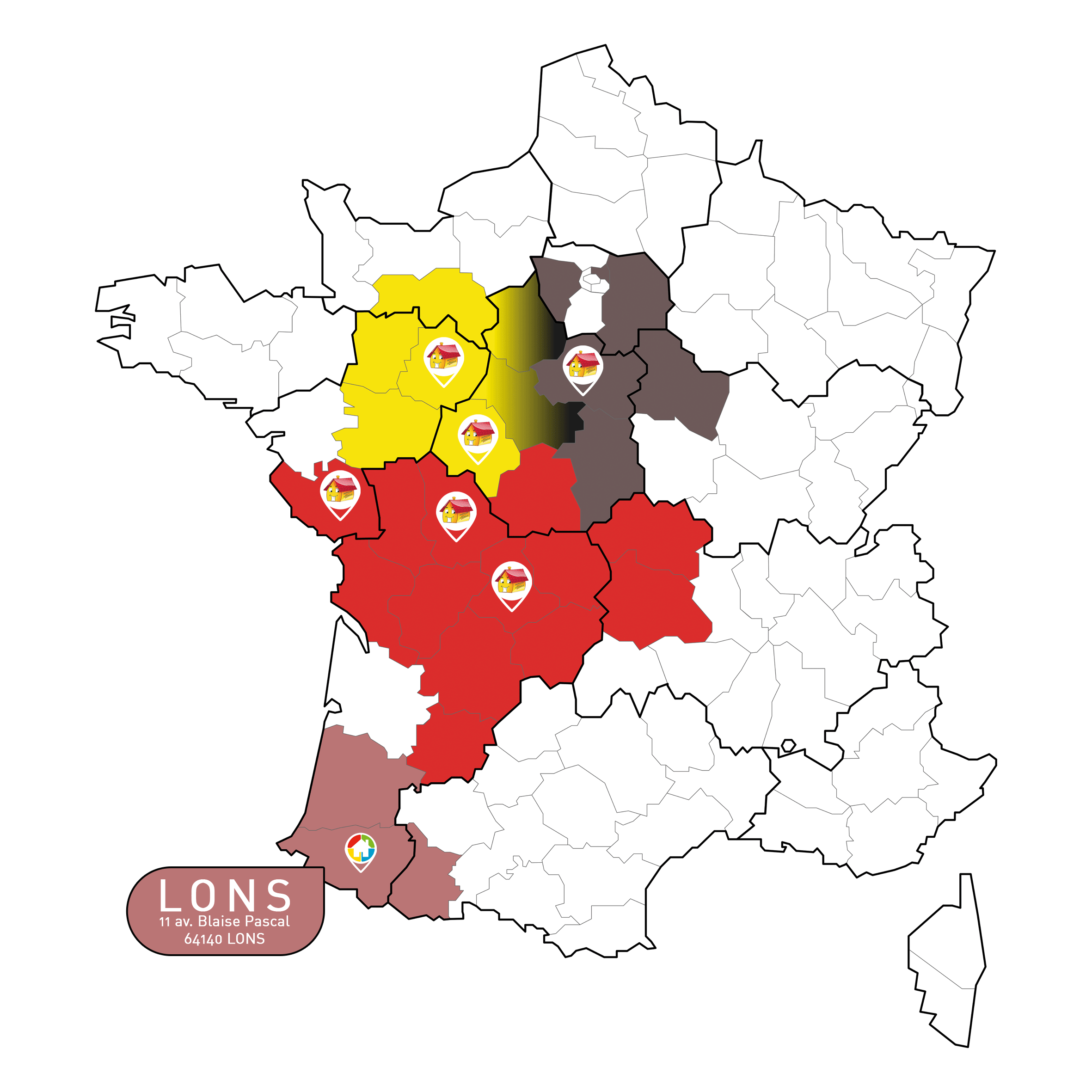 Carte implantation du groupe Partenaire Habitat